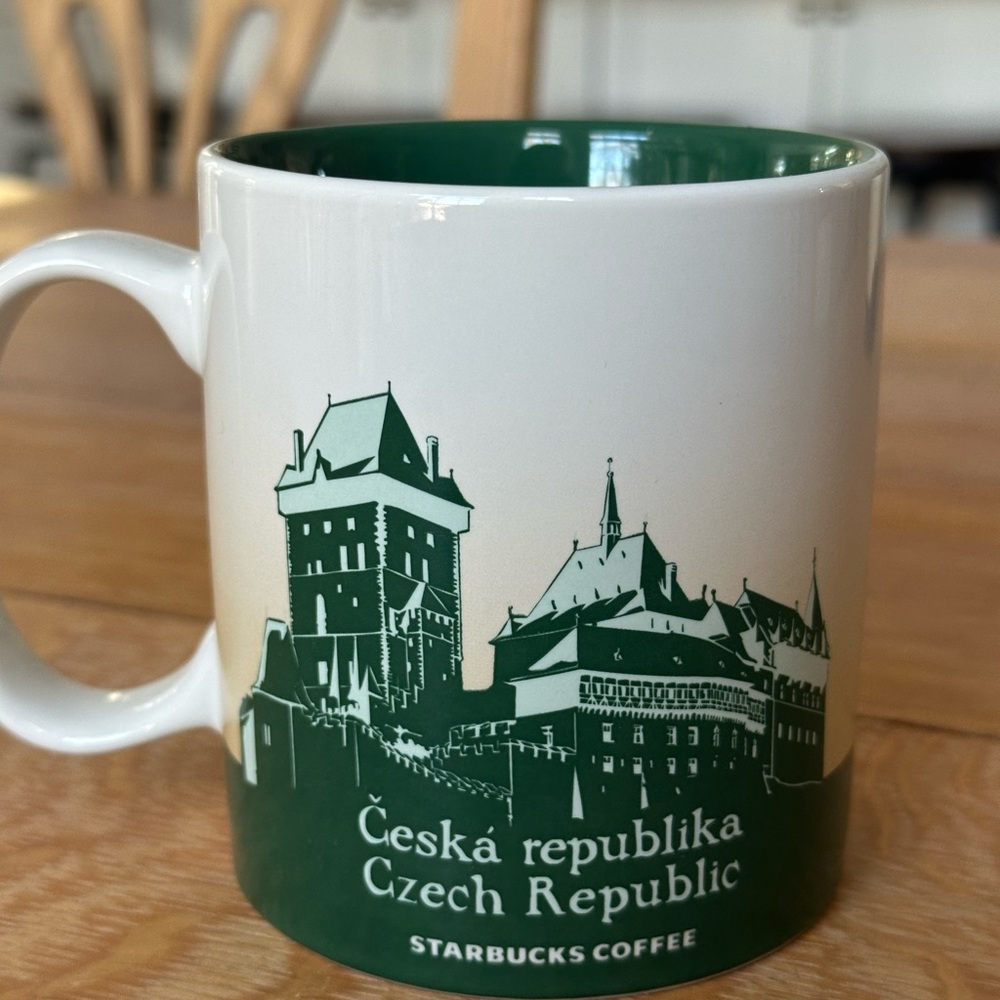 Starbucks Czech Republic Mug with Green and Gold Design - Picture 2 of 3